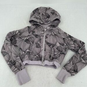 BUFFBUNNY Women’s Full Zip Cropped Hooded Sweatshirt Lavendar/Black size: Small